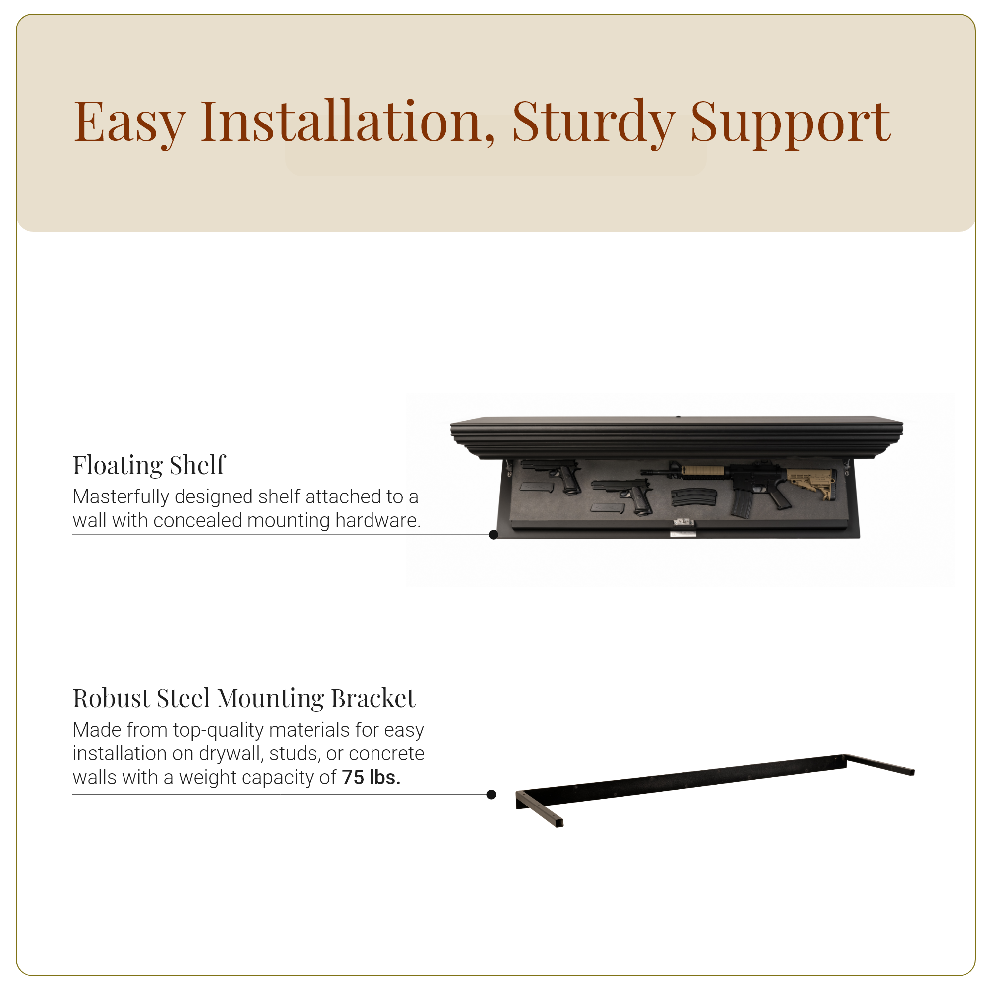 Bravo Rifle Concealment Shelf (Night Black)