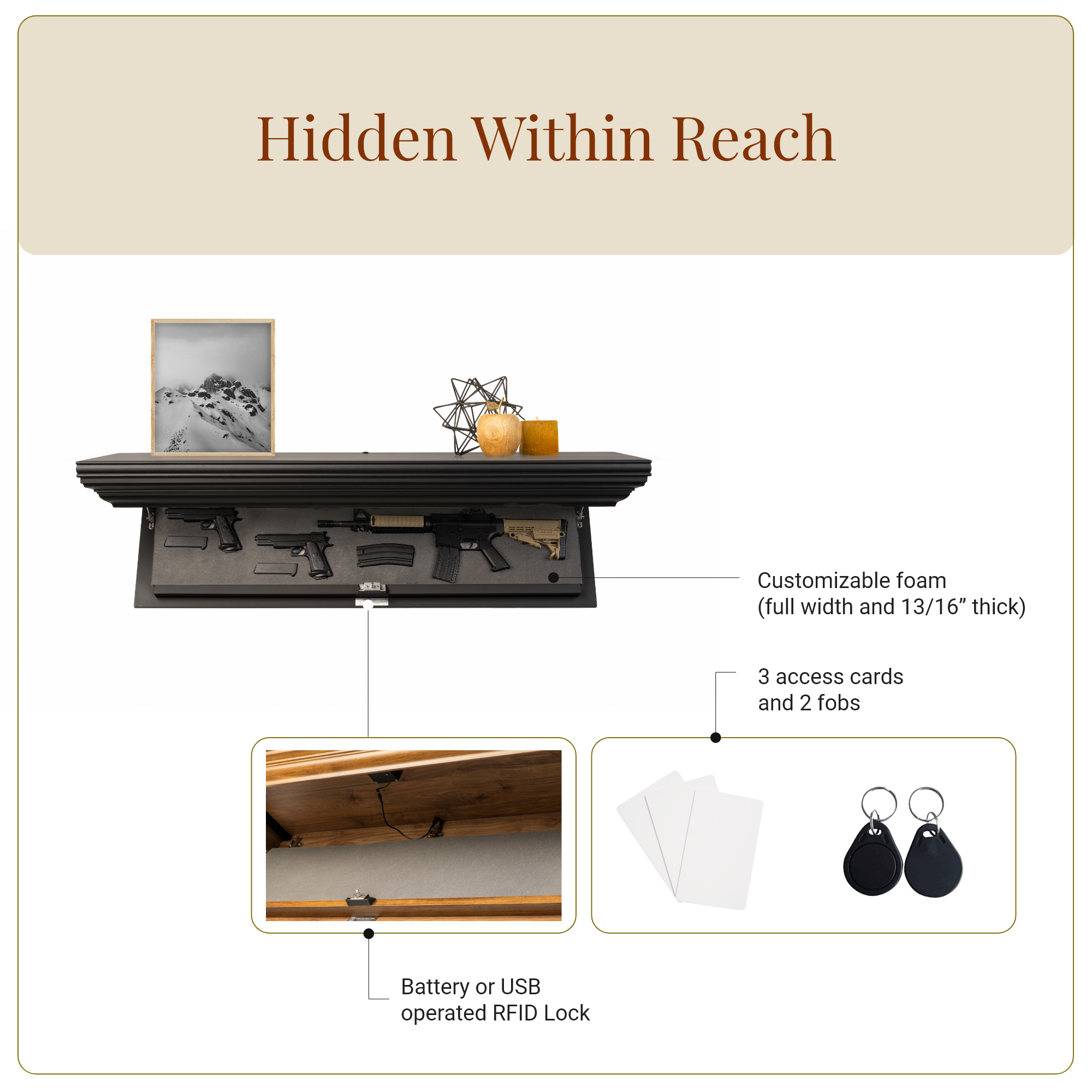 Bravo Rifle Concealment Shelf (Night Black)