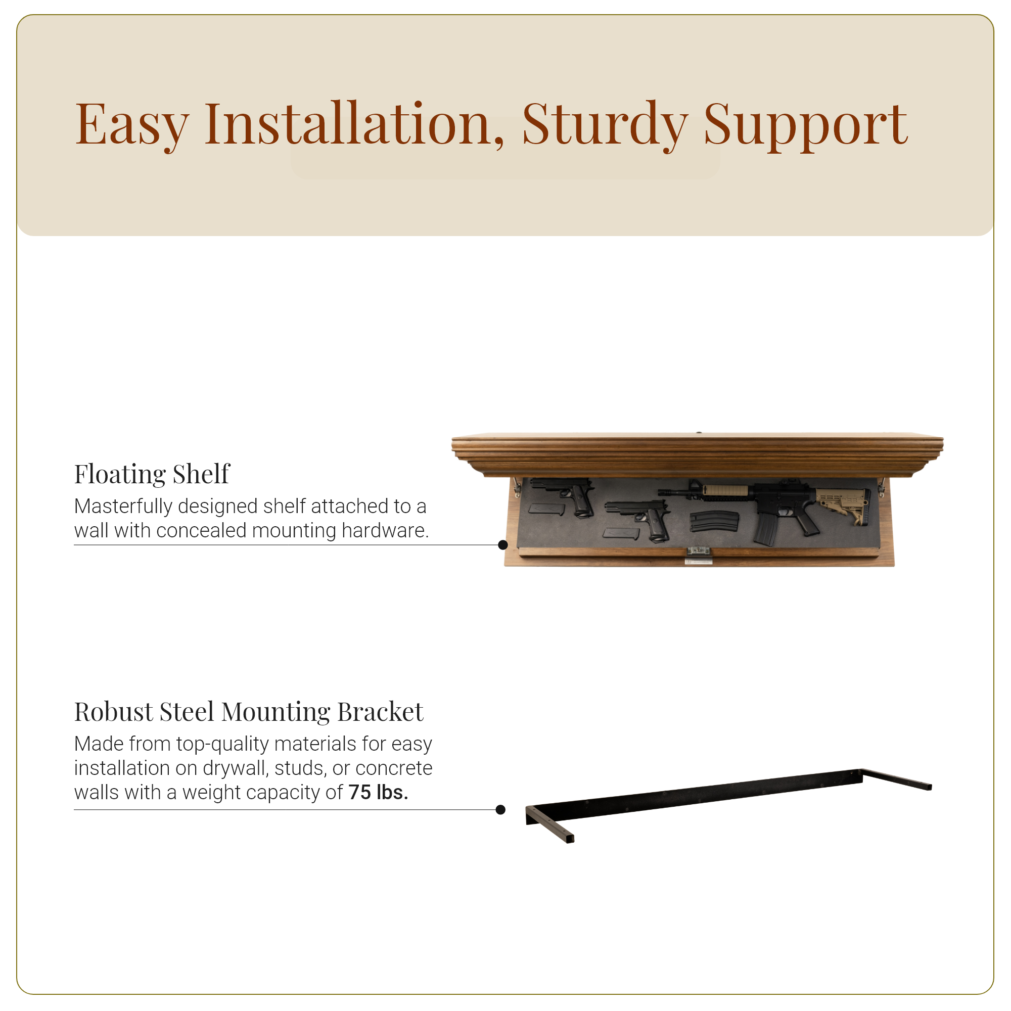 Bravo Rifle Concealment Shelf (Espresso)
