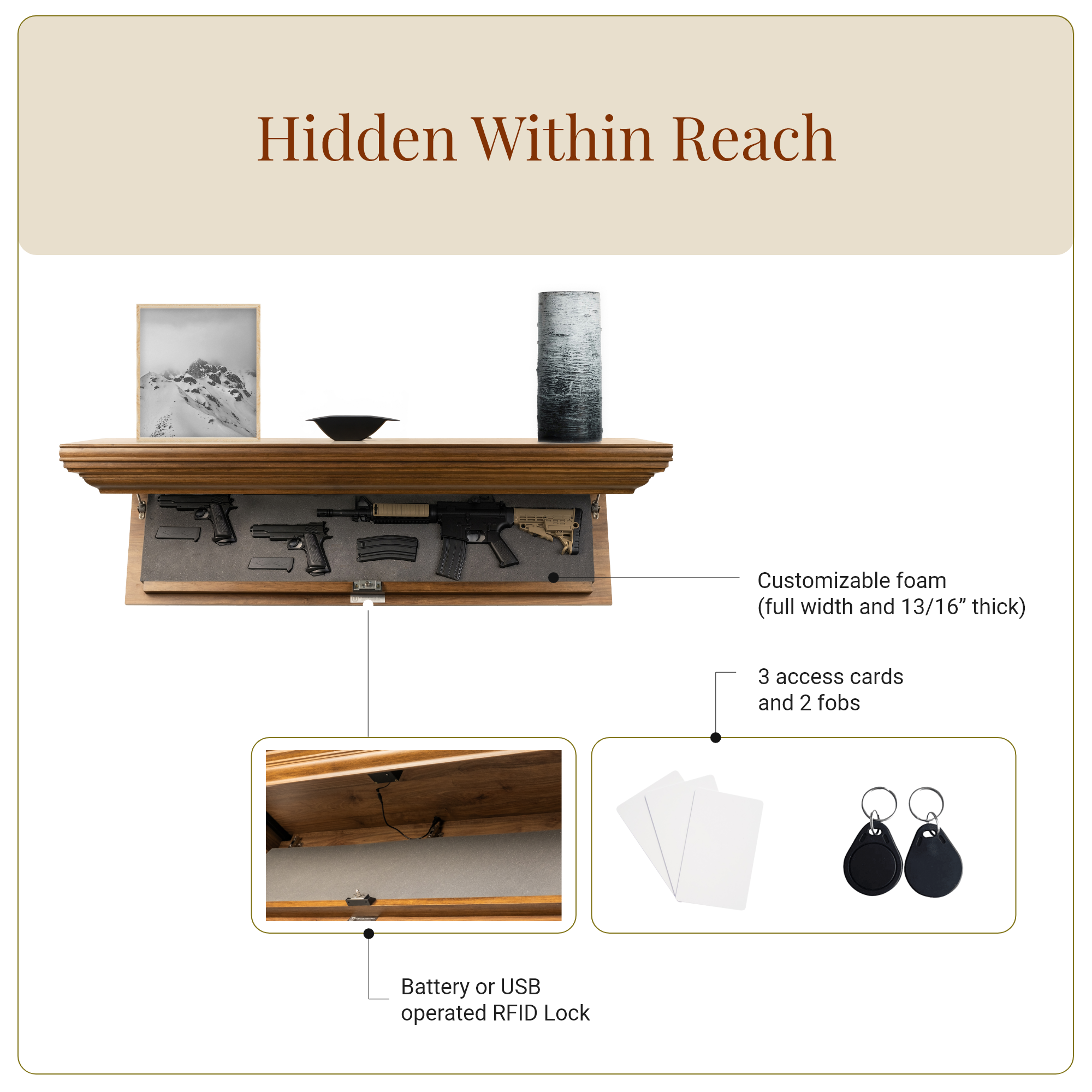 Bravo Rifle Concealment Shelf (Espresso)