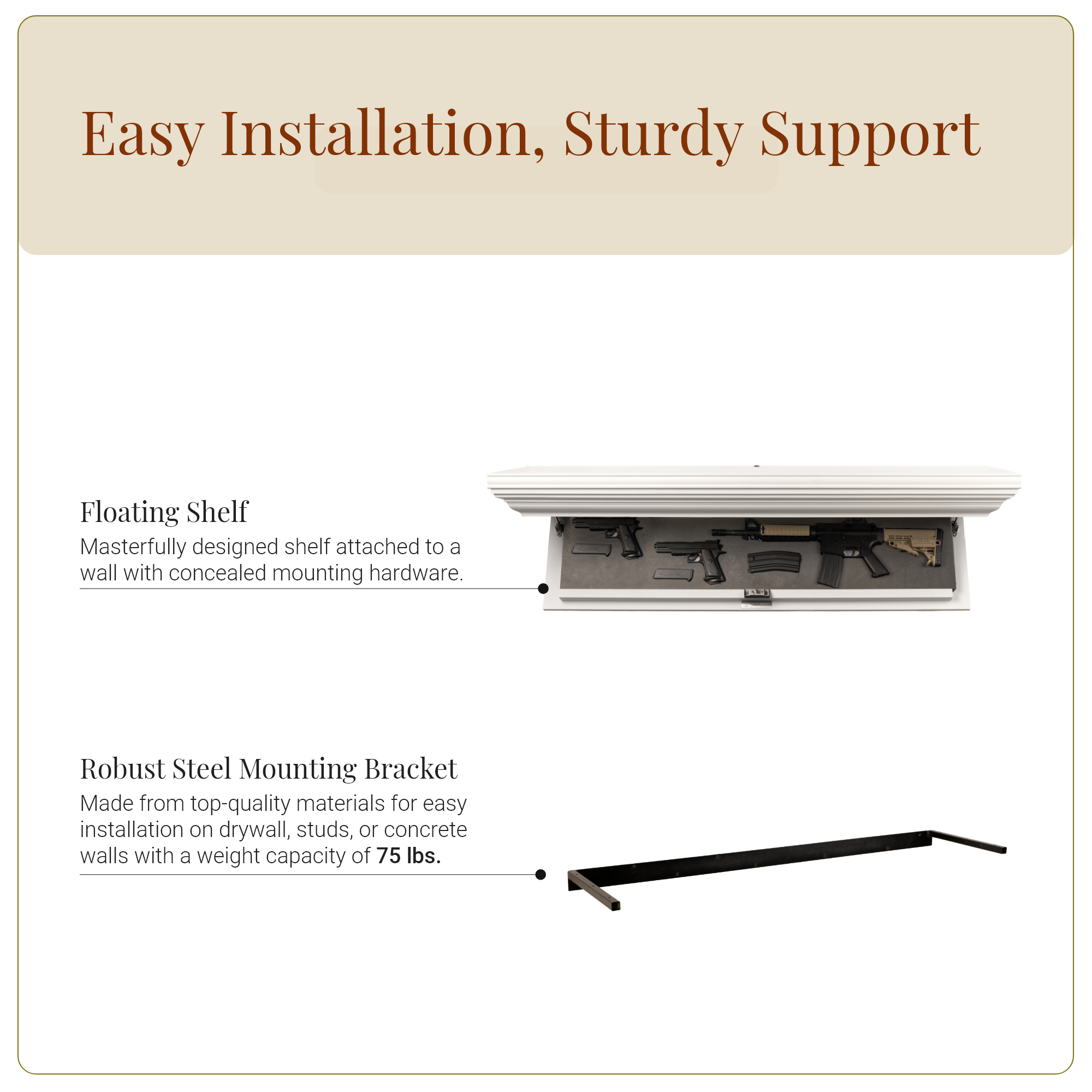 Bravo Rifle Concealment Shelf (Brilliant White)