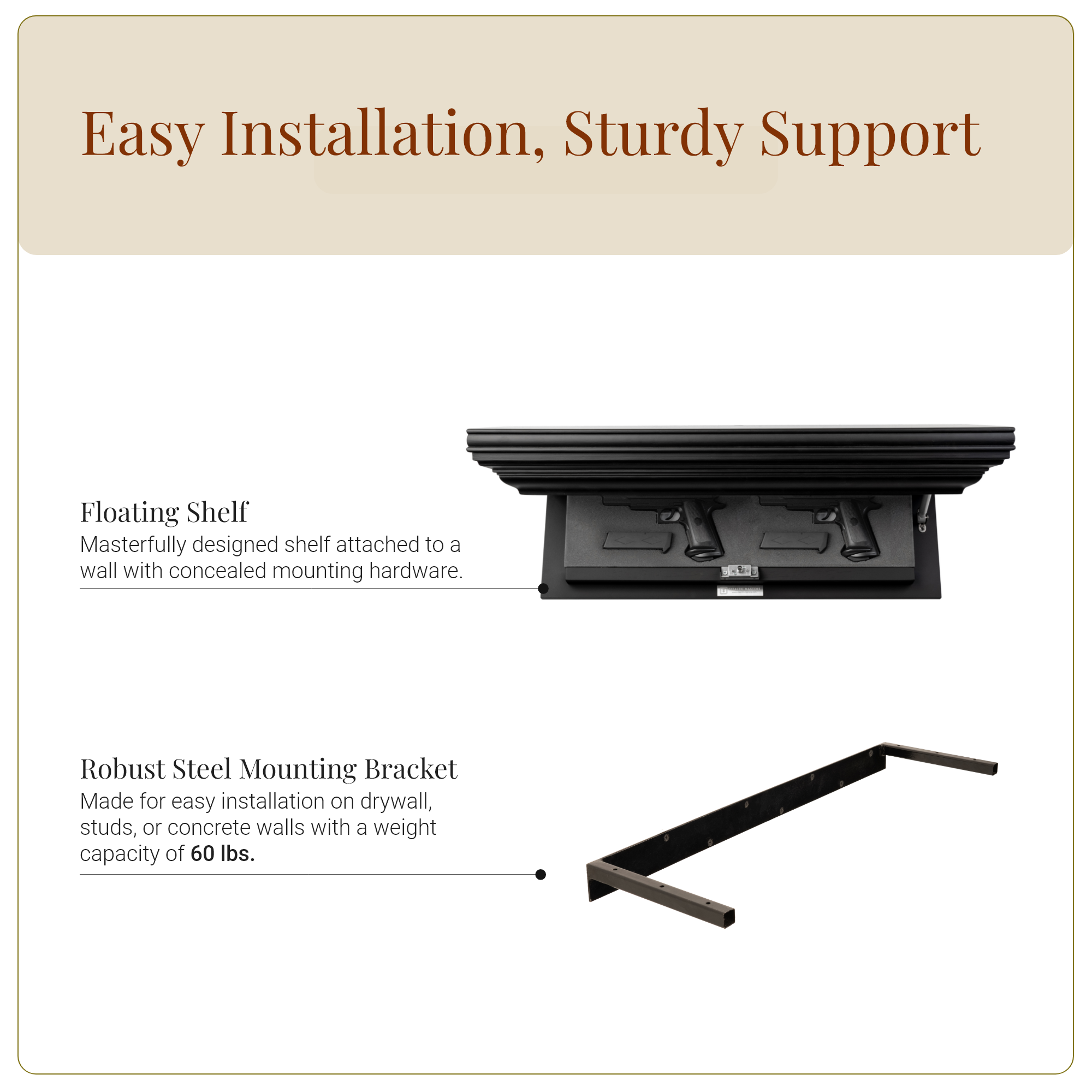 Bravo Handguns Concealment Shelf (Night Black)