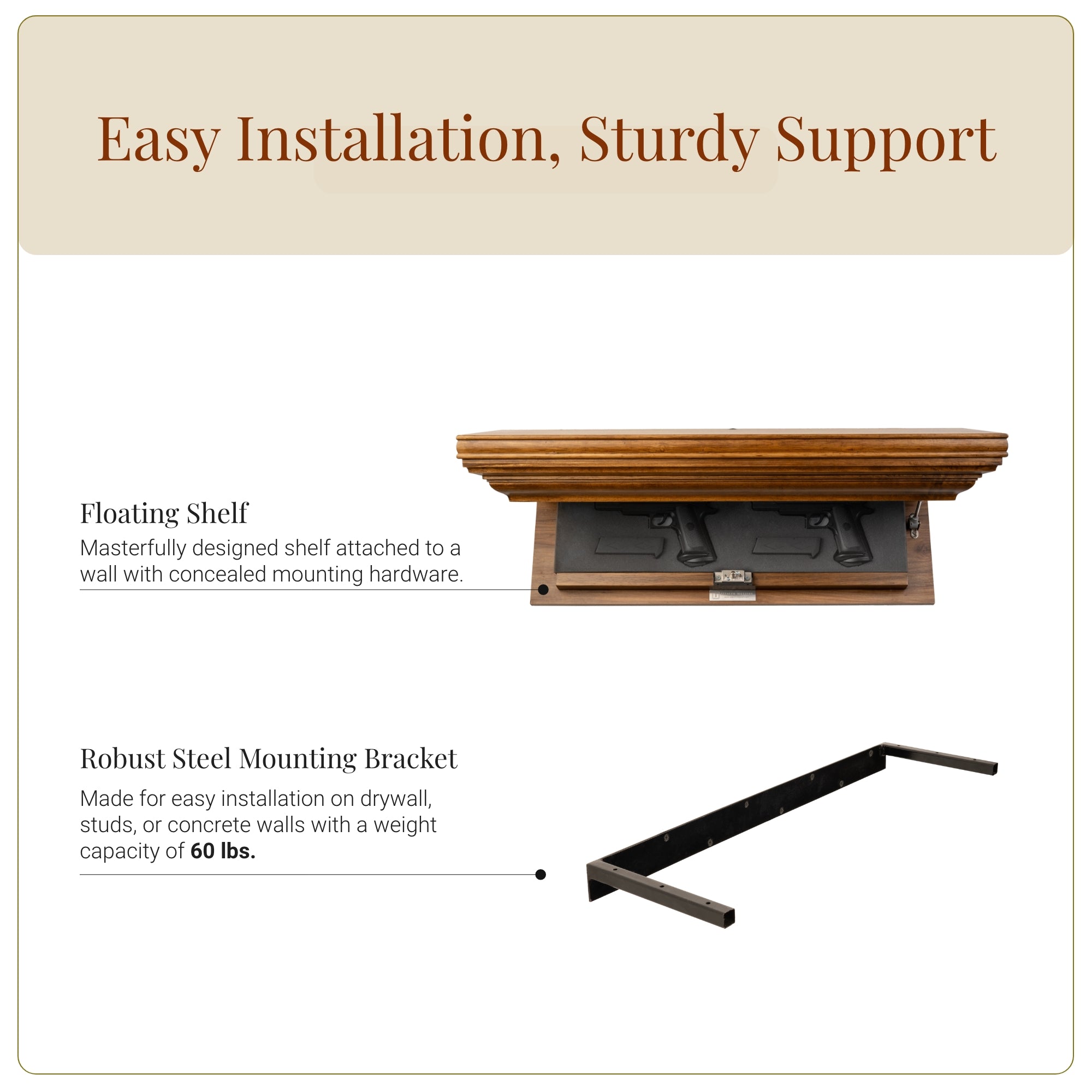 Bravo Handguns Concealment Shelf (Espresso)
