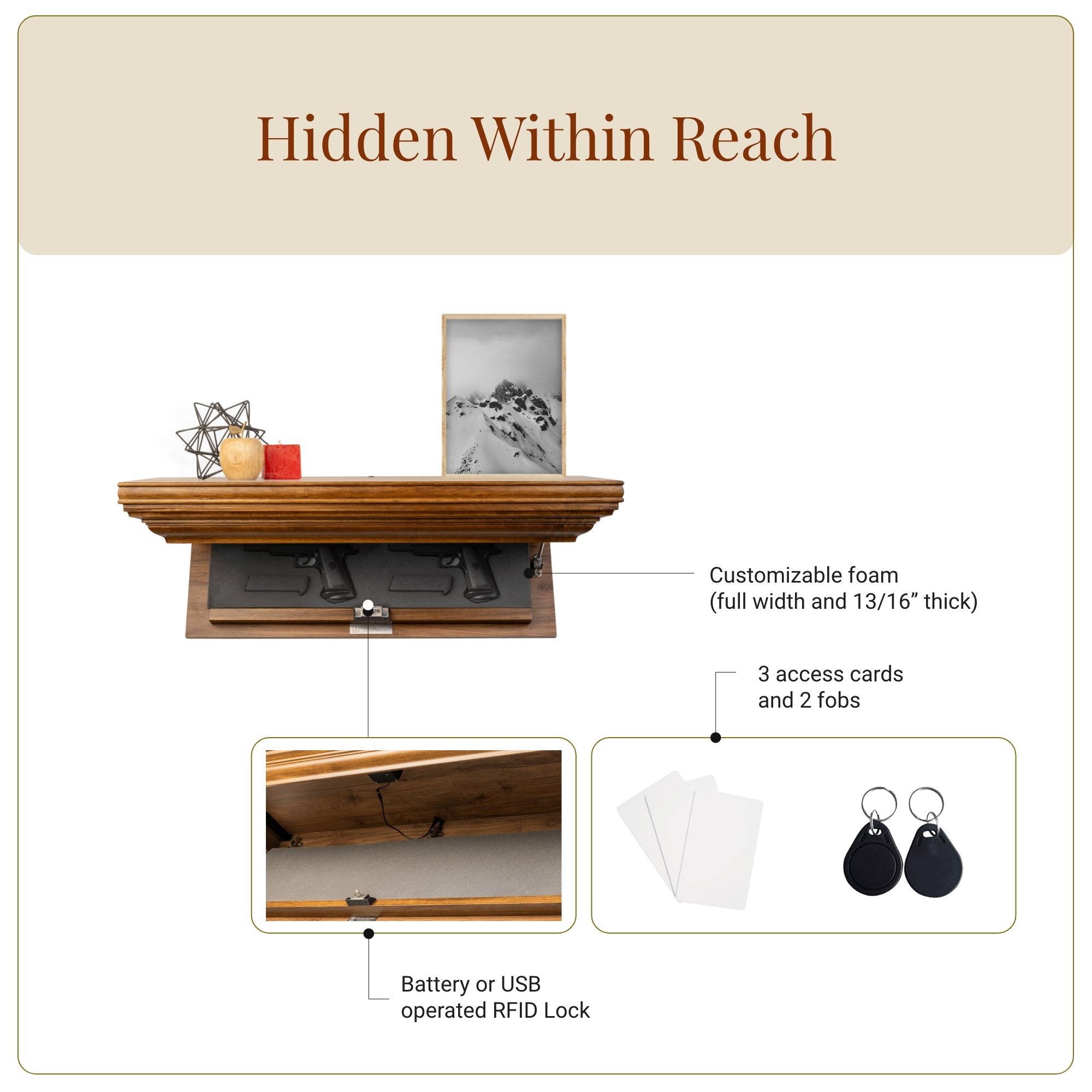Bravo Handguns Concealment Shelf (Espresso)