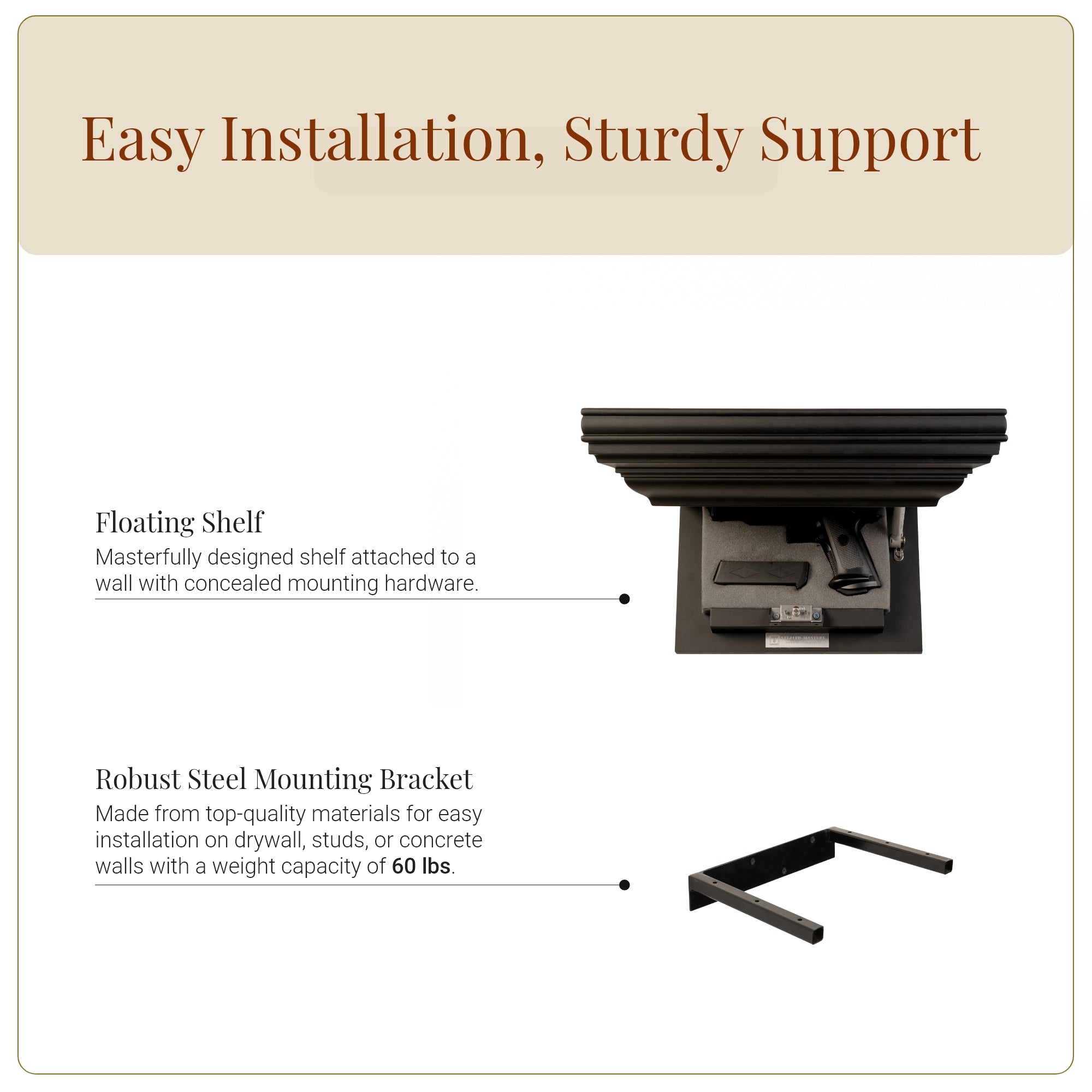 Bravo Pistol Concealment Shelf (Night Black)