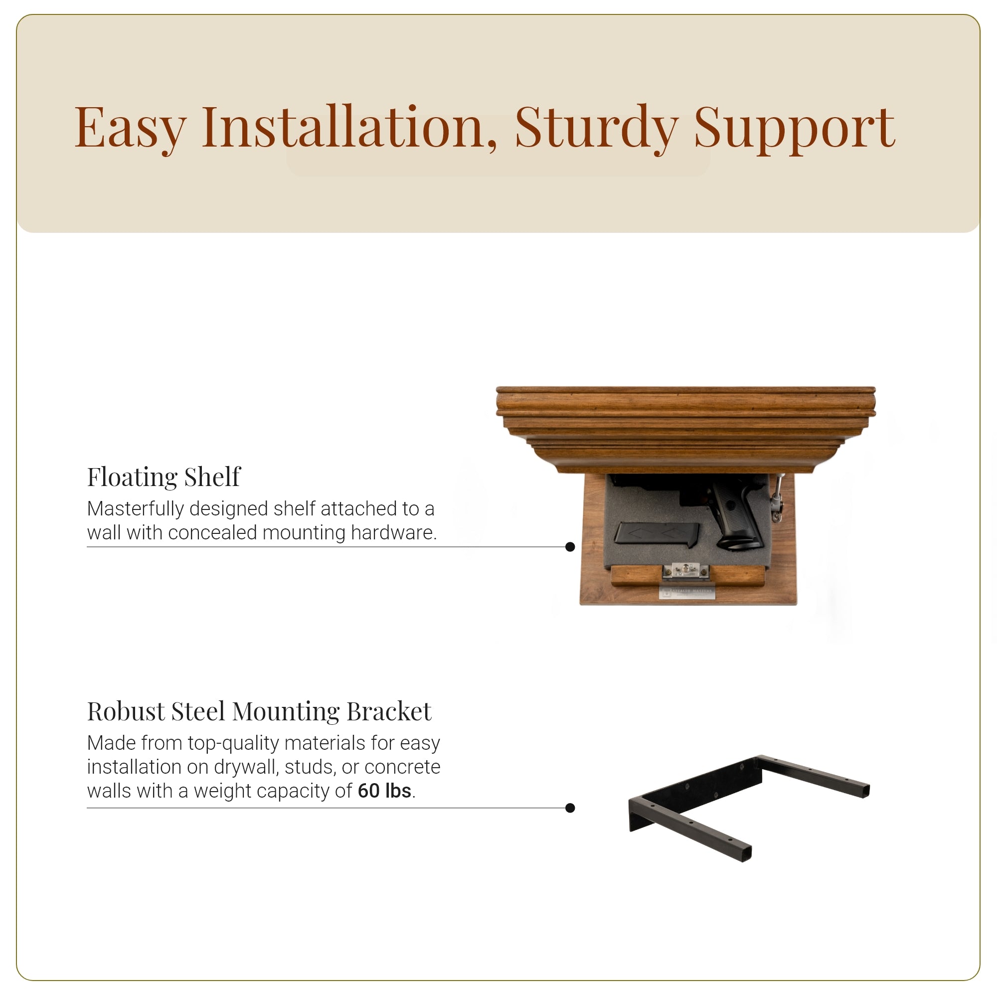 Bravo Pistol Concealment Shelf (Espresso)