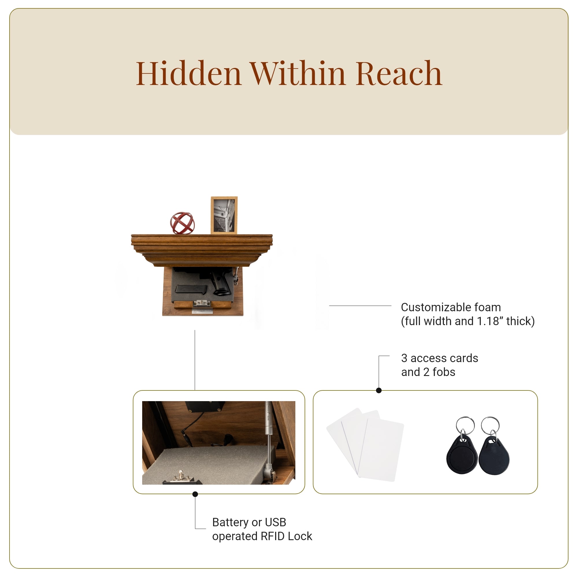 Bravo Pistol Concealment Shelf (Espresso)