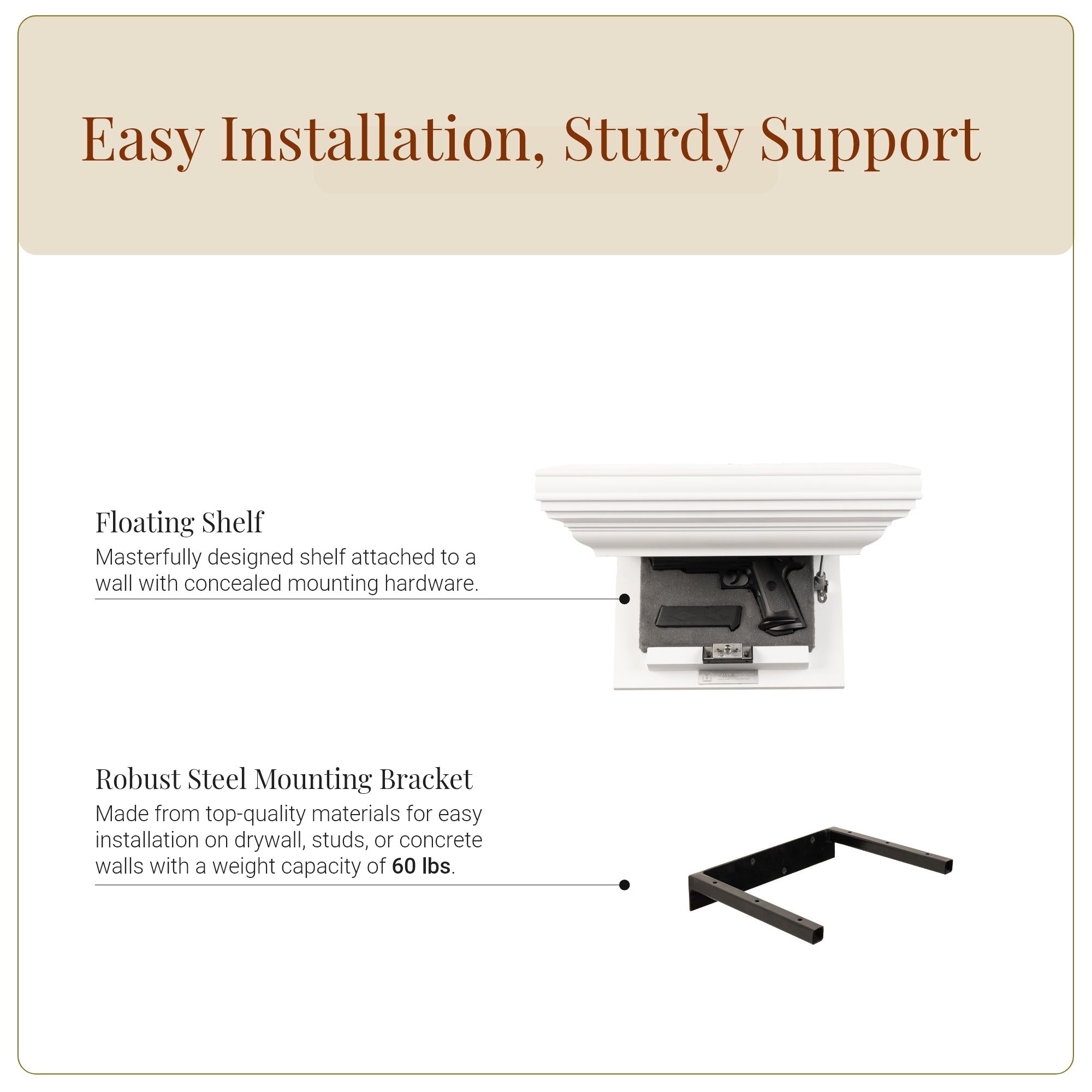 Bravo Pistol Concealment Shelf (Brilliant White)