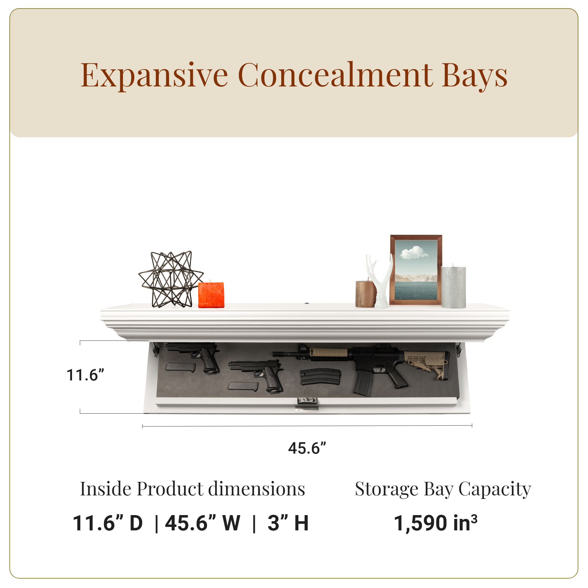 Bravo Large Concealment Shelf (Brilliant White)